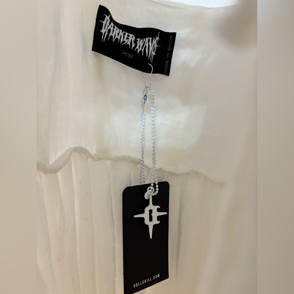 Dolls Kill Darker Wavs White Cotton Blend Echo Maxi Corset Top Size XS - Picture 13 of 14